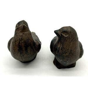 2 Heavy Cast Metal Songbird Doorstop or Bookend Statue Rustic Patio Cottage